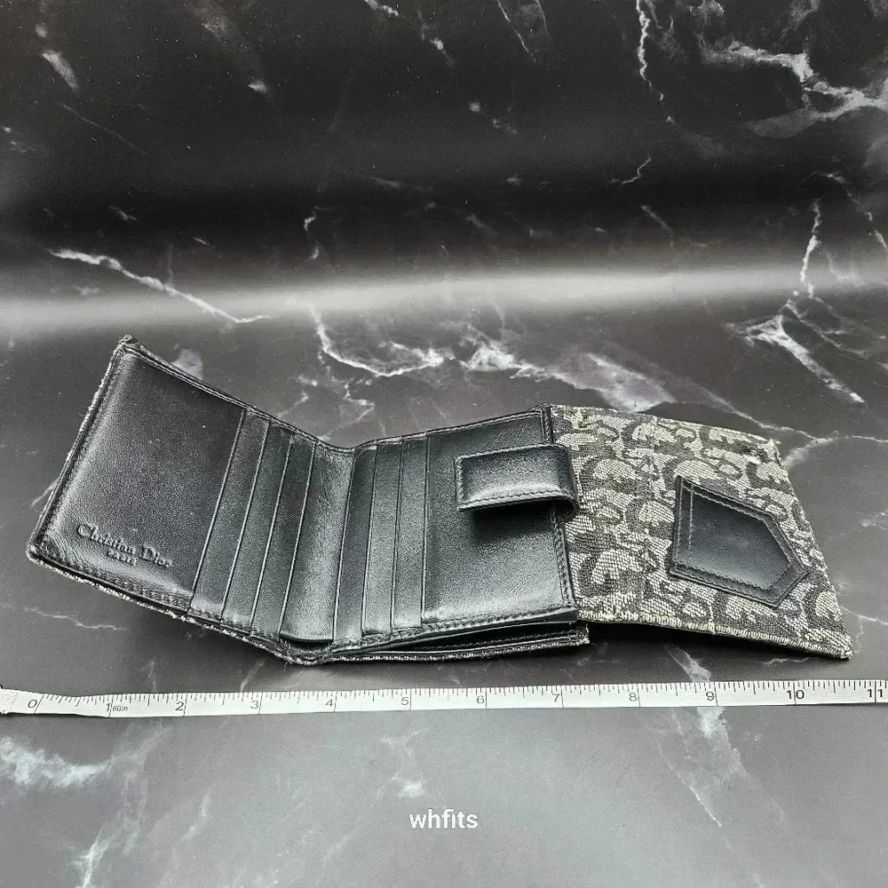 Christian Dior Trotter Canvas Trifold Wallet with dust bag and box.